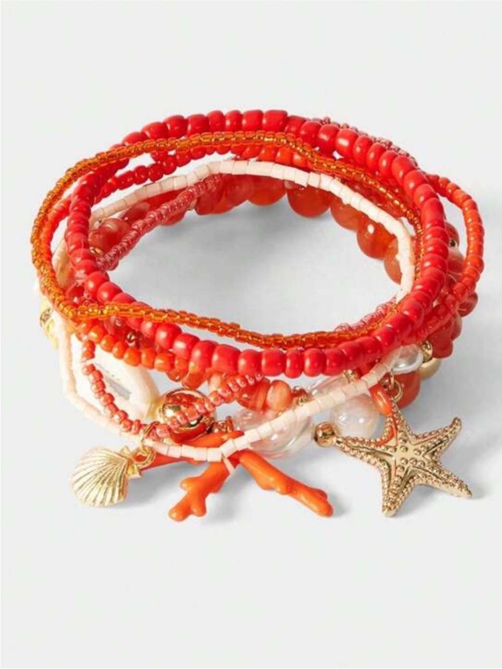 New! Coastal Tangerine Orange Beaded Bracelet Stack Set NWOT 5017